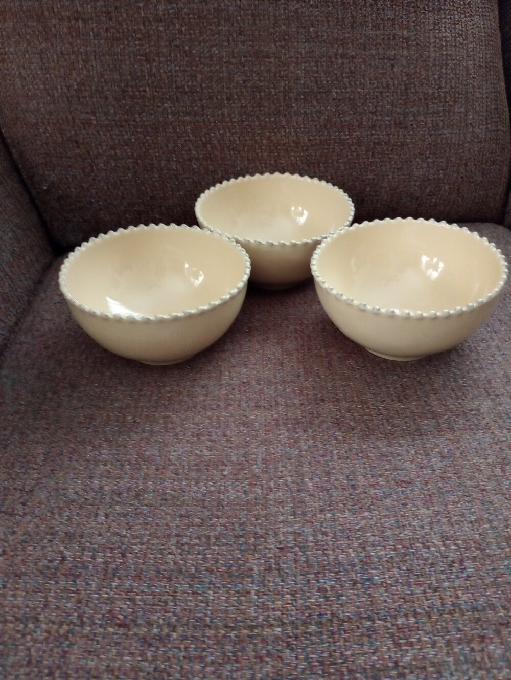 Costa Nova Stoneware Pearl Yellow Pattern Soup/Cereal Bowls - Set of 3